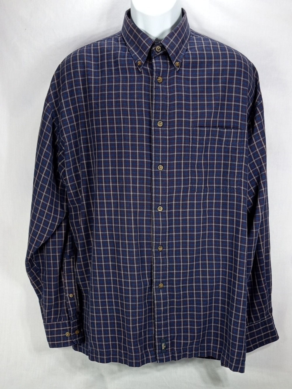 BD Baggies English Twill Mens Navy Plaid Button-Down Shirt Large